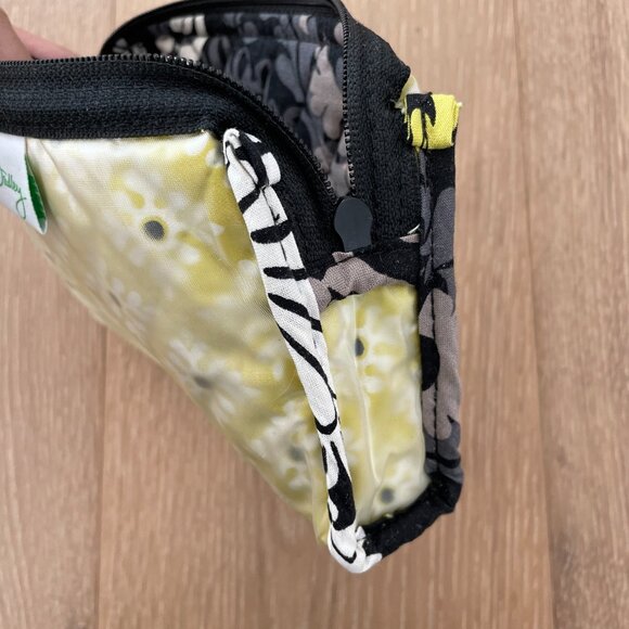 Vera Bradley Medium Cosmetic Pouch Baroque Black Yellow Toiletry Makeup Bag - Picture 13 of 16
